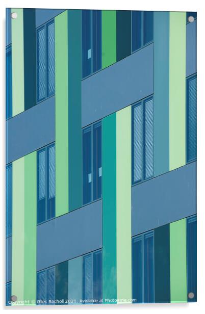 Abstract green modern pattern building Acrylic by Giles Rocholl