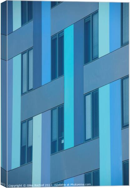 Abstract blue modern pattern building Canvas Print by Giles Rocholl