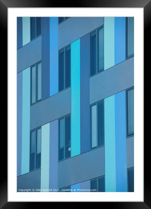 Abstract blue modern pattern building Framed Mounted Print by Giles Rocholl