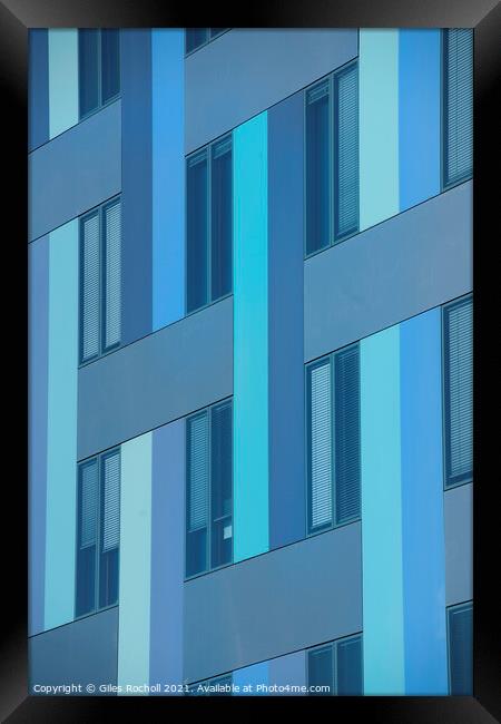 Abstract blue modern pattern building Framed Print by Giles Rocholl