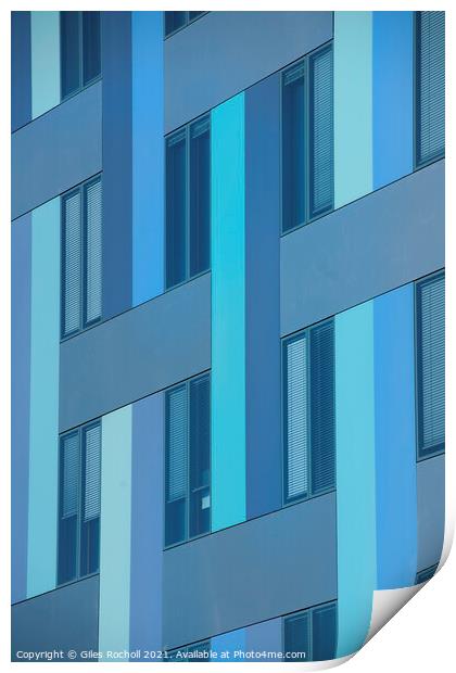 Abstract blue modern pattern building Print by Giles Rocholl