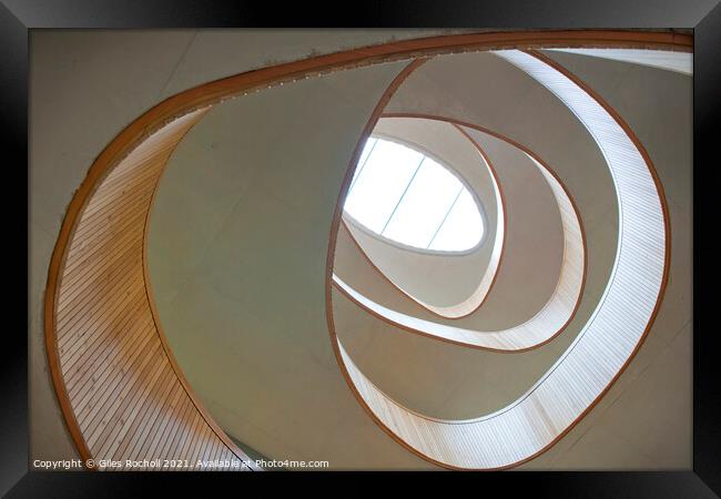 Abstract spiral stair well Framed Print by Giles Rocholl