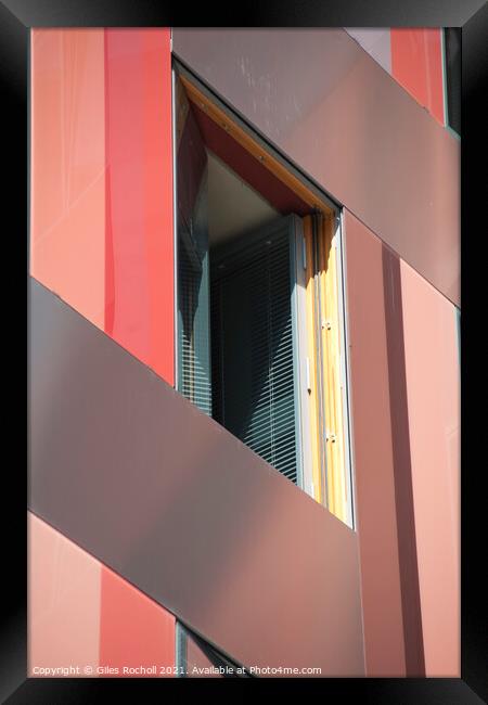Abstract red pattern building Framed Print by Giles Rocholl