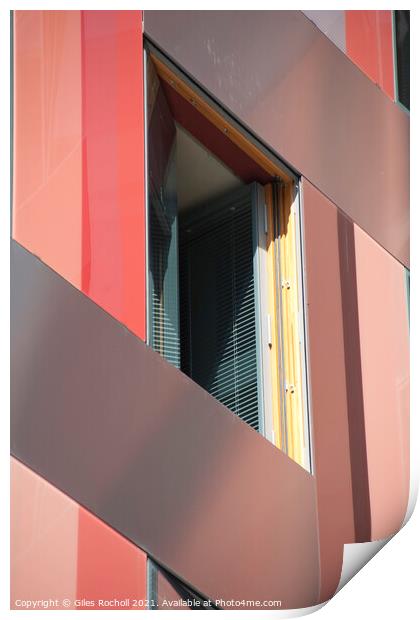 Abstract red pattern building Print by Giles Rocholl