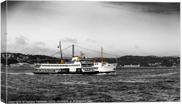 Ferry boat in the Bosphorus strait. Canvas Print by Sergey Fedoskin