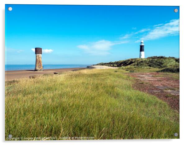 Old and New Lighthouses at Spurn Point Acrylic by Angela Cottingham