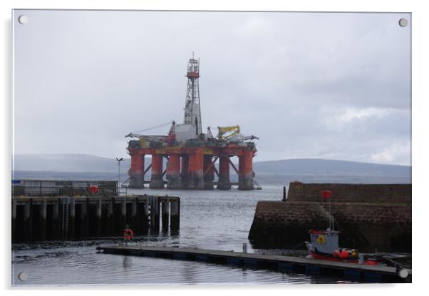 Oil Rig Construction Scotland Acrylic by Jacqi Elmslie