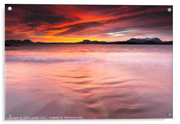 Mellon Udrigle sunrise Acrylic by Chris Lauder