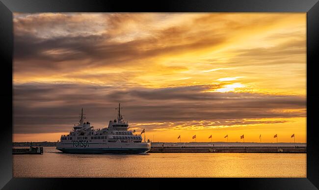Helsingborg Hamlet Ferry Sunset Framed Print by Antony McAulay