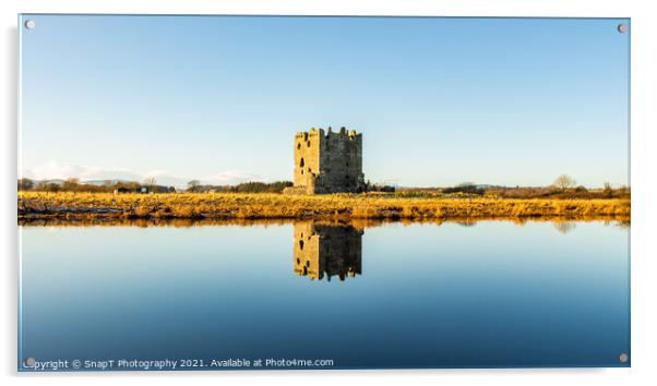 Threave Castle reflecting on the River Dee in the winter sun and ground frost Acrylic by SnapT Photography