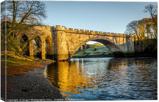 The lower bridge pool on the River Dee at Telford Bridge in Tongland, Scotland Canvas Print by SnapT Photography