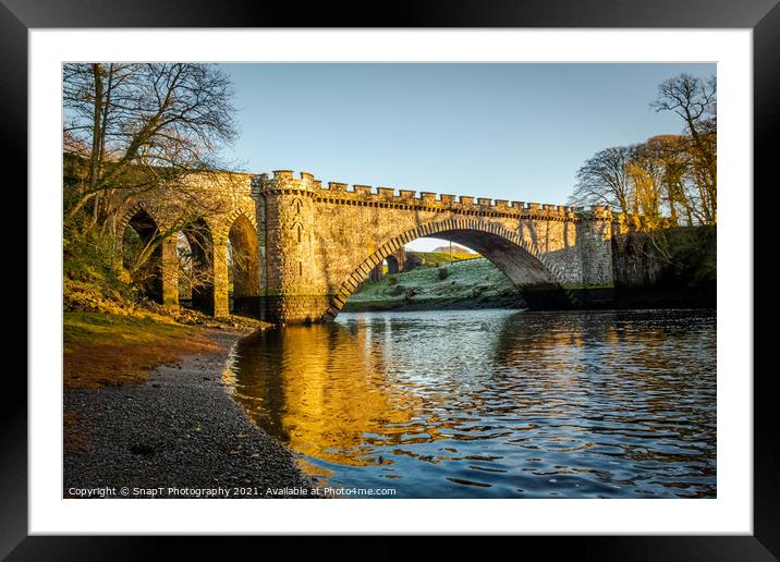 The lower bridge pool on the River Dee at Telford Bridge in Tongland, Scotland Framed Mounted Print by SnapT Photography