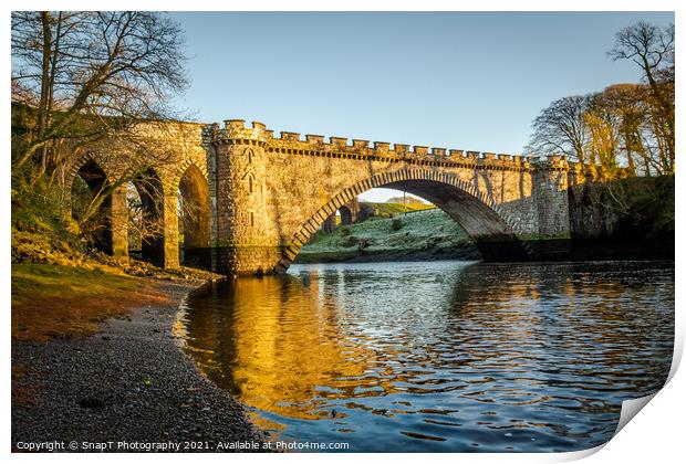 The lower bridge pool on the River Dee at Telford Bridge in Tongland, Scotland Print by SnapT Photography