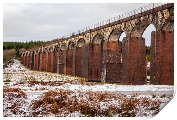 A snow covered landscape at the old railway viaduct at the Big Water of Fleet Print by SnapT Photography