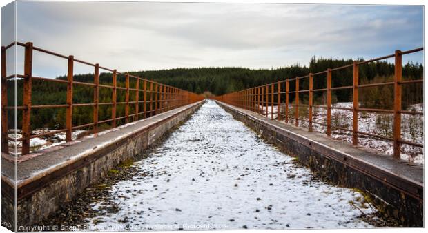 A snow covered old railway viaduct at the Big Water of Fleet and Galloway Forest Canvas Print by SnapT Photography
