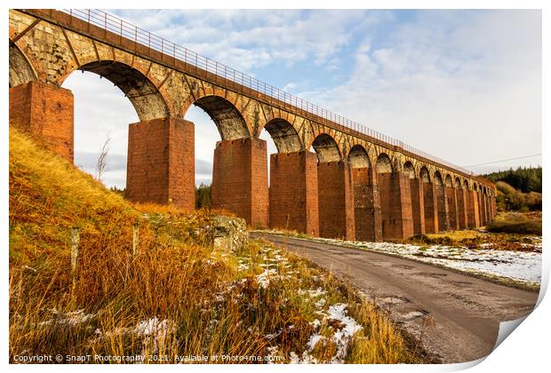 The old victorian red brick Big Water of Fleet Railway Viaduct, Scotland Print by SnapT Photography