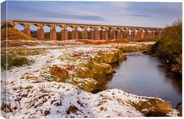Long exposure of the Big Water of Fleet and railway viaduct in the winter Canvas Print by SnapT Photography