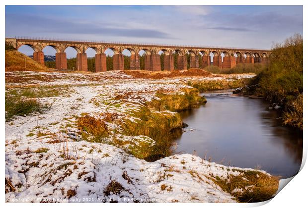 Long exposure of the Big Water of Fleet and railway viaduct in the winter Print by SnapT Photography