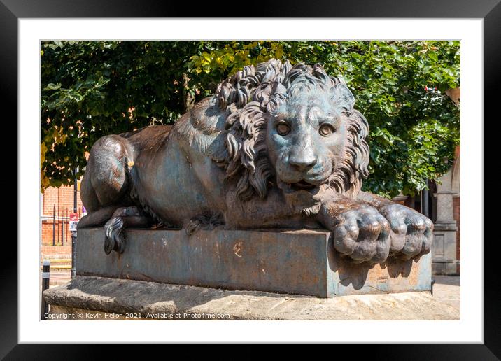 Lion statue, Aylesbury Framed Mounted Print by Kevin Hellon