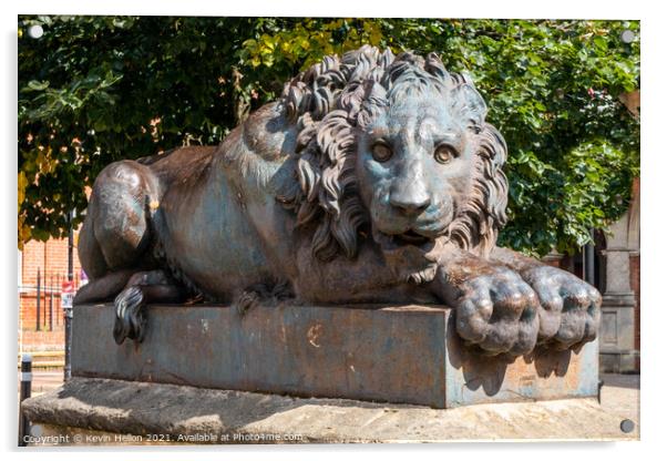 Lion statue, Aylesbury Acrylic by Kevin Hellon