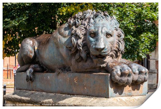 Lion statue, Aylesbury Print by Kevin Hellon