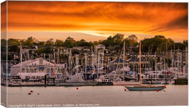 Cowes Yacht Haven Sunset Canvas Print by Wight Landscapes