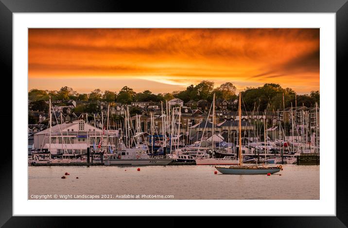 Cowes Yacht Haven Sunset Framed Mounted Print by Wight Landscapes