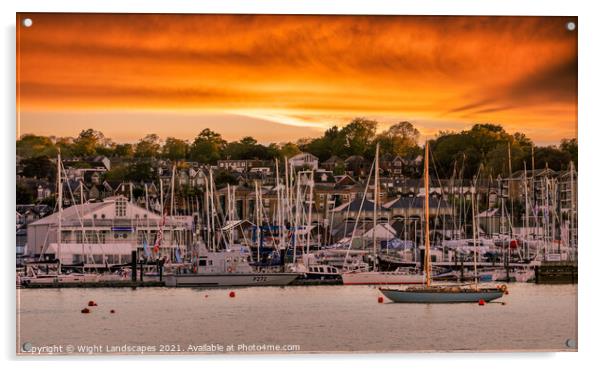 Cowes Yacht Haven Sunset Acrylic by Wight Landscapes