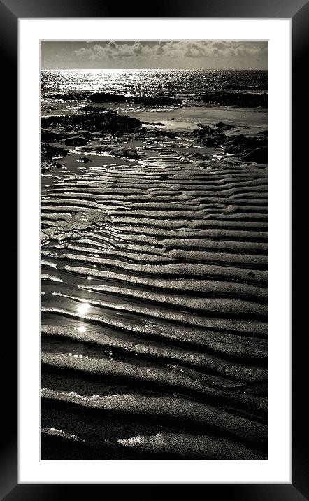 sun, sea and sand - mono Framed Mounted Print by Heather Newton