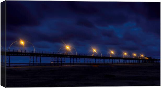 Southport Pier at night Canvas Print by Dave Jackson