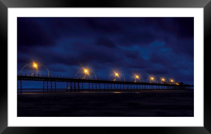 Southport Pier at night Framed Mounted Print by Dave Jackson