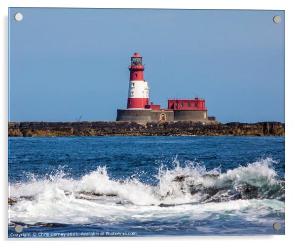 Longstone Lighthouse on the Farne Islands in the UK Acrylic by Chris Dorney