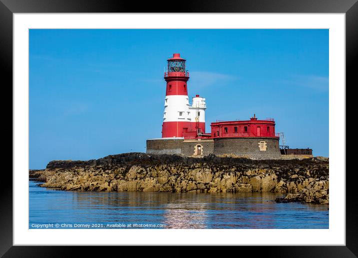 Longstone Lighthouse on the Farne Islands in the UK Framed Mounted Print by Chris Dorney