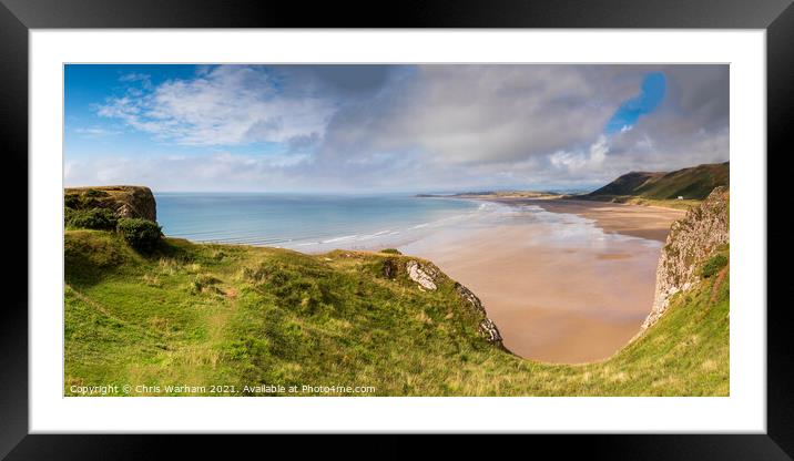 Rhossili Beach on the Gower peninsular panoramic v Framed Mounted Print by Chris Warham