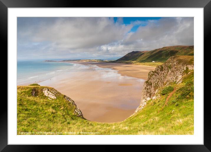 Rhossili Beach on the Gower peninsular in South Wales Framed Mounted Print by Chris Warham