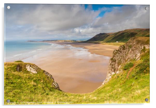 Rhossili Beach on the Gower peninsular in South Wales Acrylic by Chris Warham