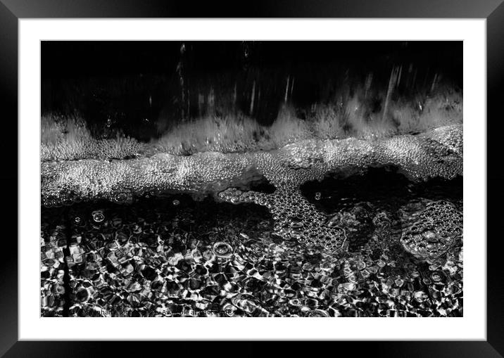 Water in the Fountain in black and white Framed Mounted Print by Stephanie Moore