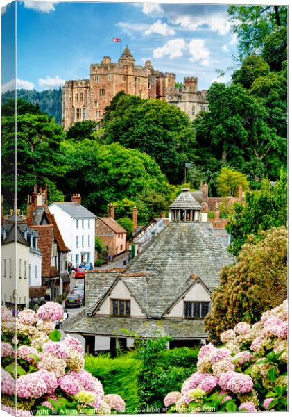 Dunster Village Scene Canvas Print by Alison Chambers