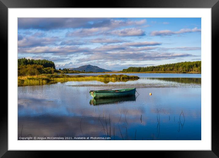 Fisherman’s boat on Loch Peallach, Isle of Mull Framed Mounted Print by Angus McComiskey
