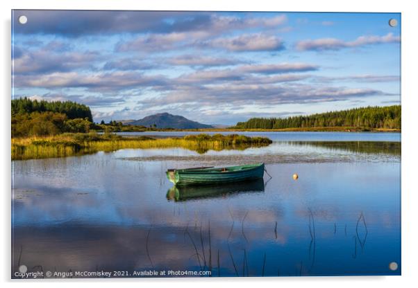 Fisherman’s boat on Loch Peallach, Isle of Mull Acrylic by Angus McComiskey