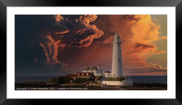 Towering over Stormy Seas Framed Mounted Print by Kevin Maughan