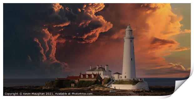 Towering over Stormy Seas Print by Kevin Maughan