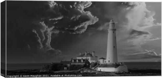 St Marys Lighthouse Dramatic Sky Canvas Print by Kevin Maughan