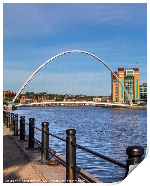 Gateshead Millennium Bridge in Newcastle upon Tyne, UK Print by Chris Dorney