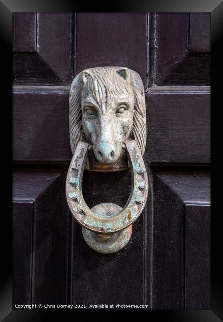 Horse Door Knocker Framed Print by Chris Dorney
