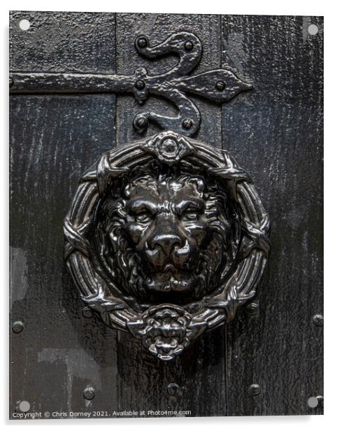 Ornate Lion Door Knocker Acrylic by Chris Dorney
