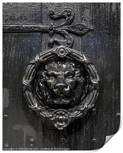 Ornate Lion Door Knocker Print by Chris Dorney
