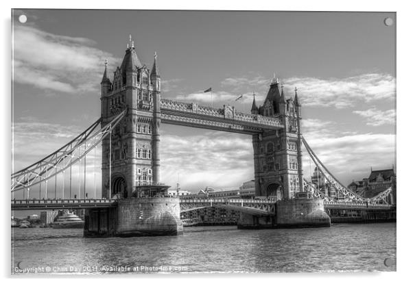 Tower Bridge in black and white Acrylic by Chris Day