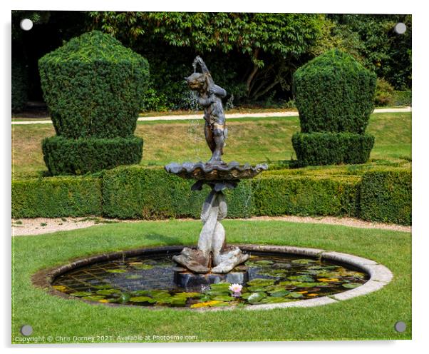 Fountain at Bridge End Garden in Saffron Walden, Essex Acrylic by Chris Dorney