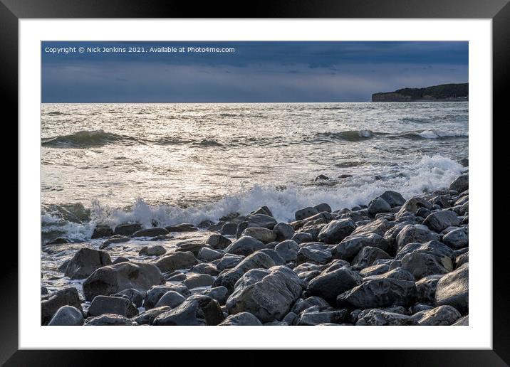 Llantwit Major Beach High Tide Glamorgan Coast Framed Mounted Print by Nick Jenkins